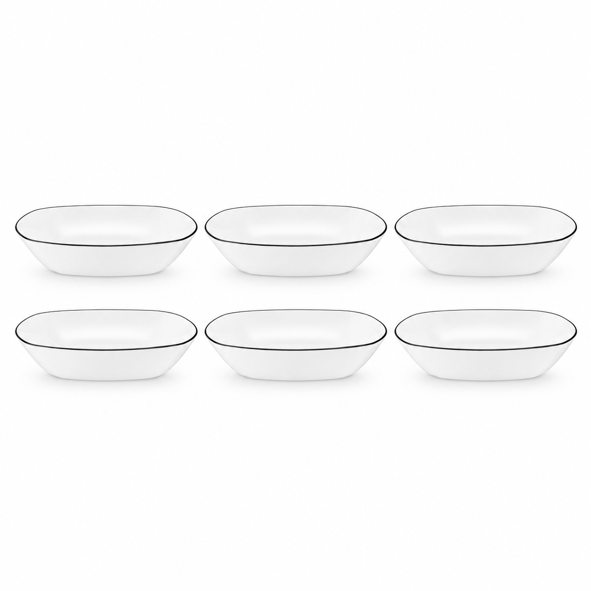 Seltmann Weiden Lido Black Line Suppenteller eckig 21 cm – 6er-Set