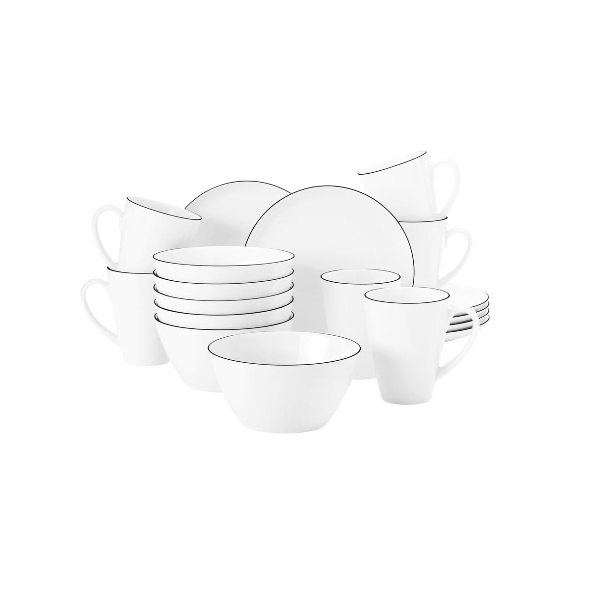 Seltmann Weiden Lido Black Line Frühstücks-Set 18-tlg. K rund – Produktbild 1