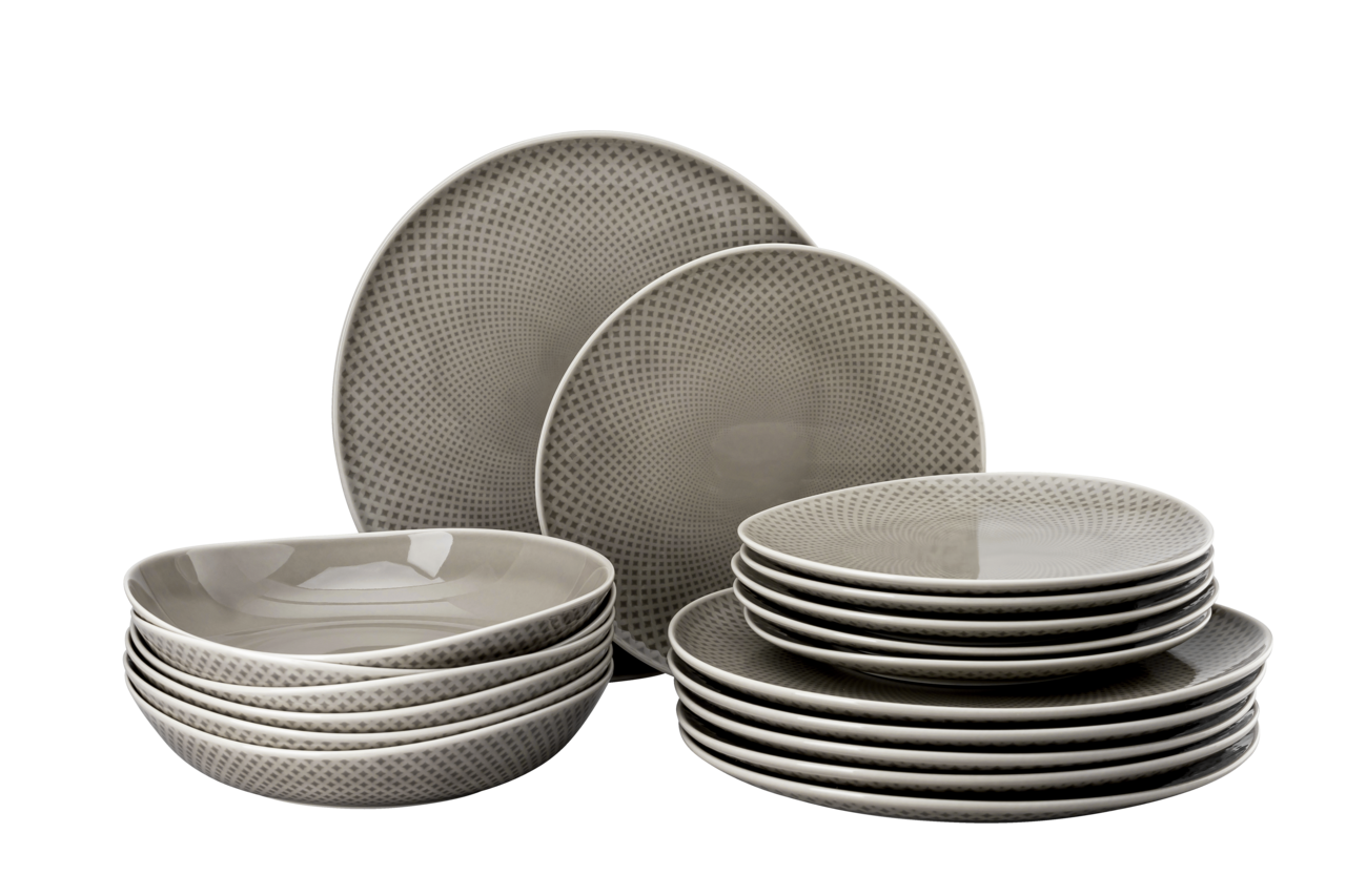 Rosenthal Junto Set 18-tlg. mit Tellern Pearl Grey Grau