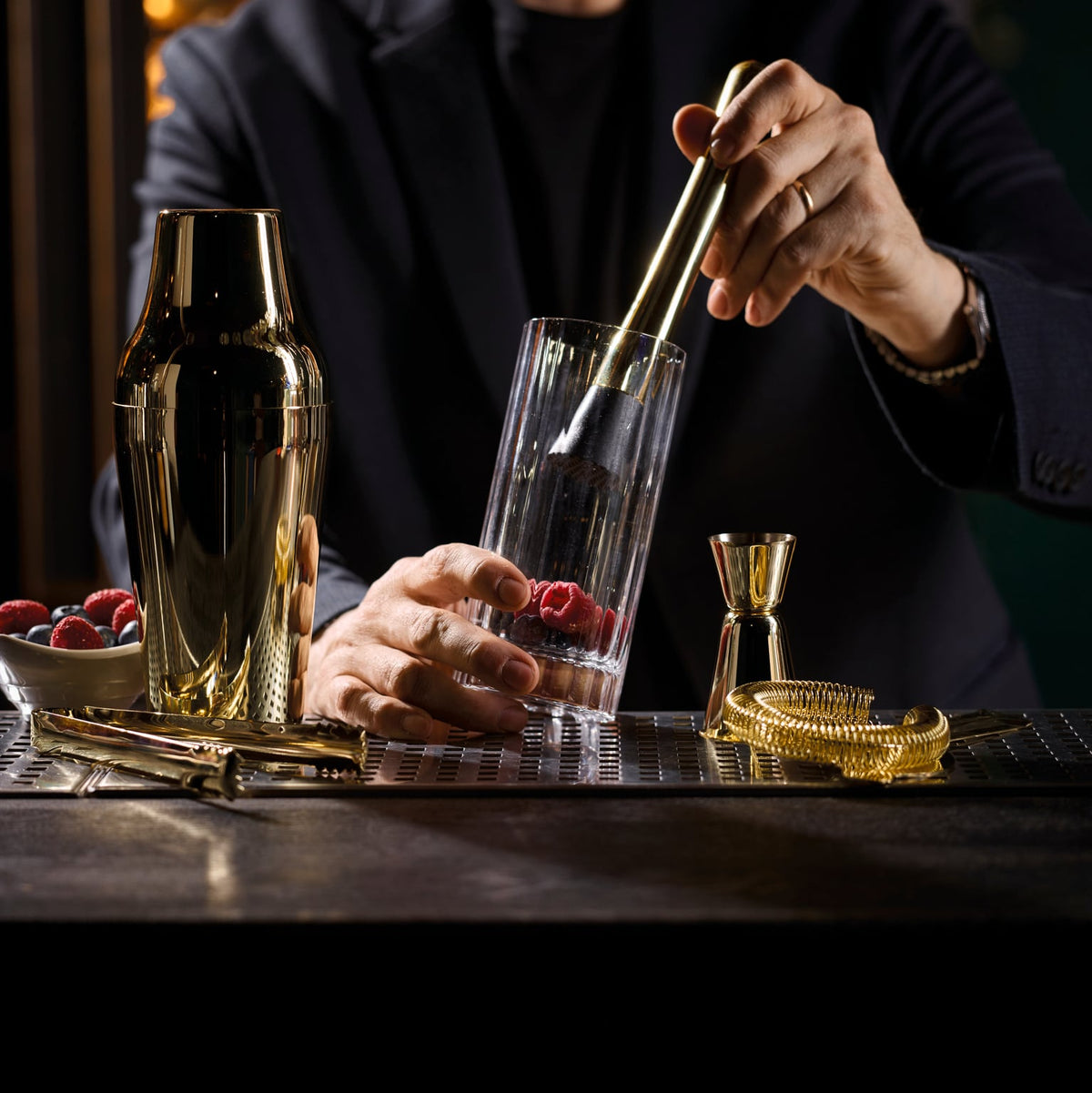 Sambonet Home Bar Parisian Cocktailset 5-teilig PVD Gold – Ansicht 2