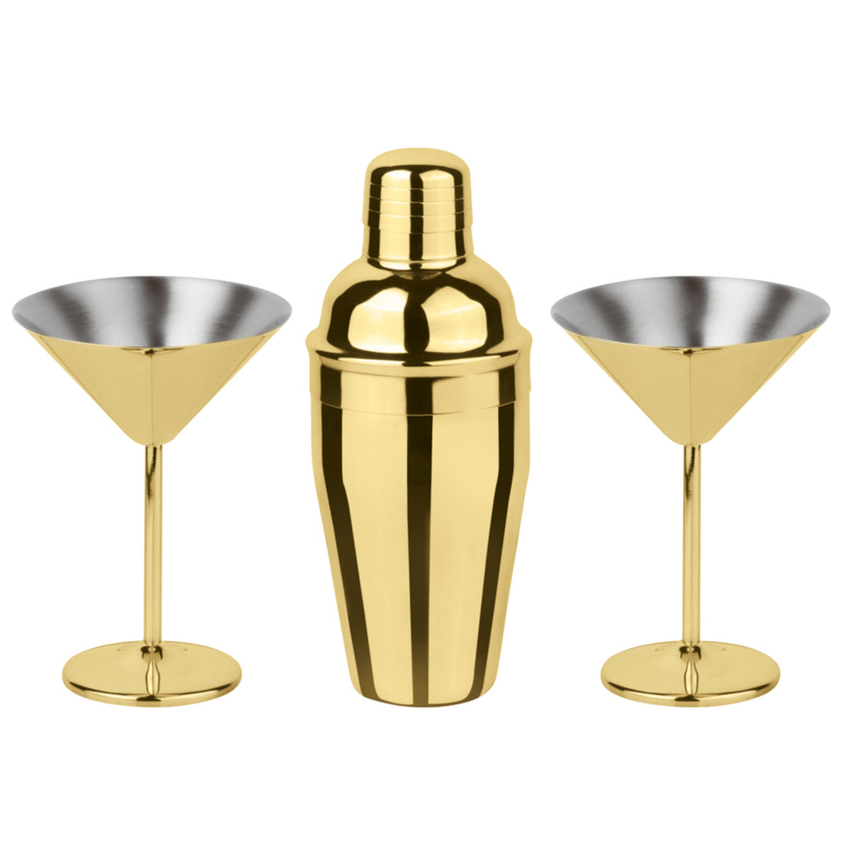 Sambonet Home Bar Martini-Cocktailset 3-teilig PVD Gold