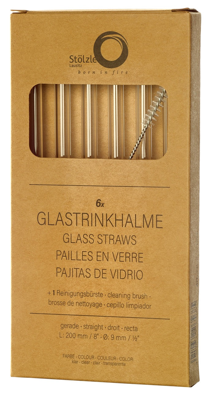 Glastrinkhalme klar 6er Set mit Bürste