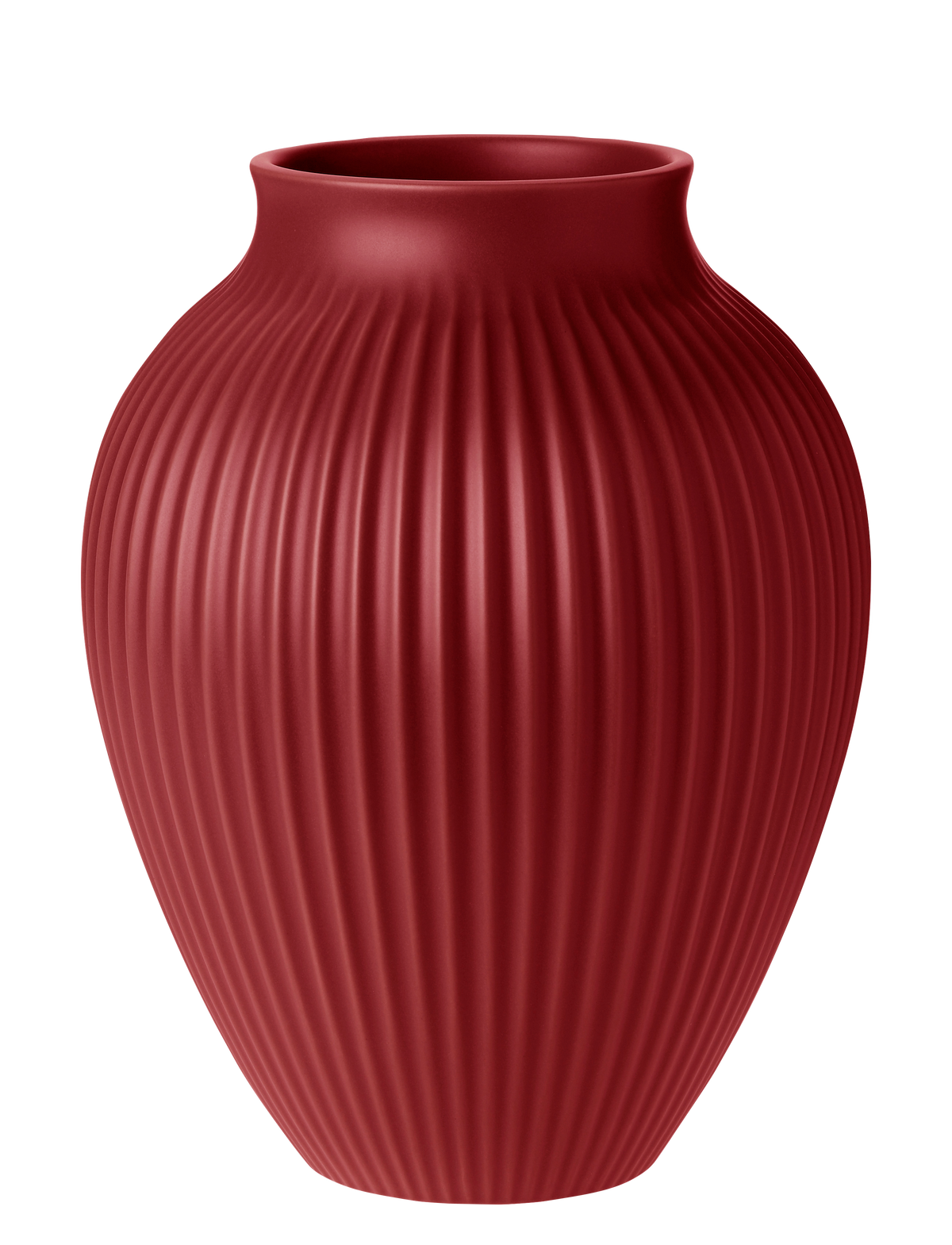 Knabstrup Keramik Vase H 27 cm ripple soft cherry red – Bild 1