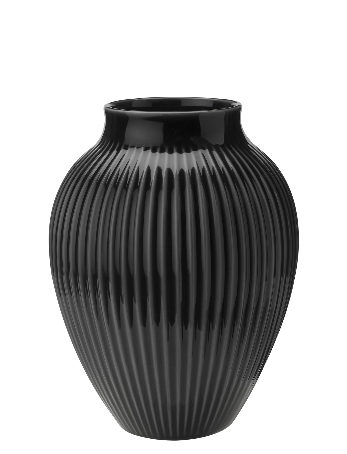 Knabstrup Keramik Vase H 20 cm ripple black – Bild 1