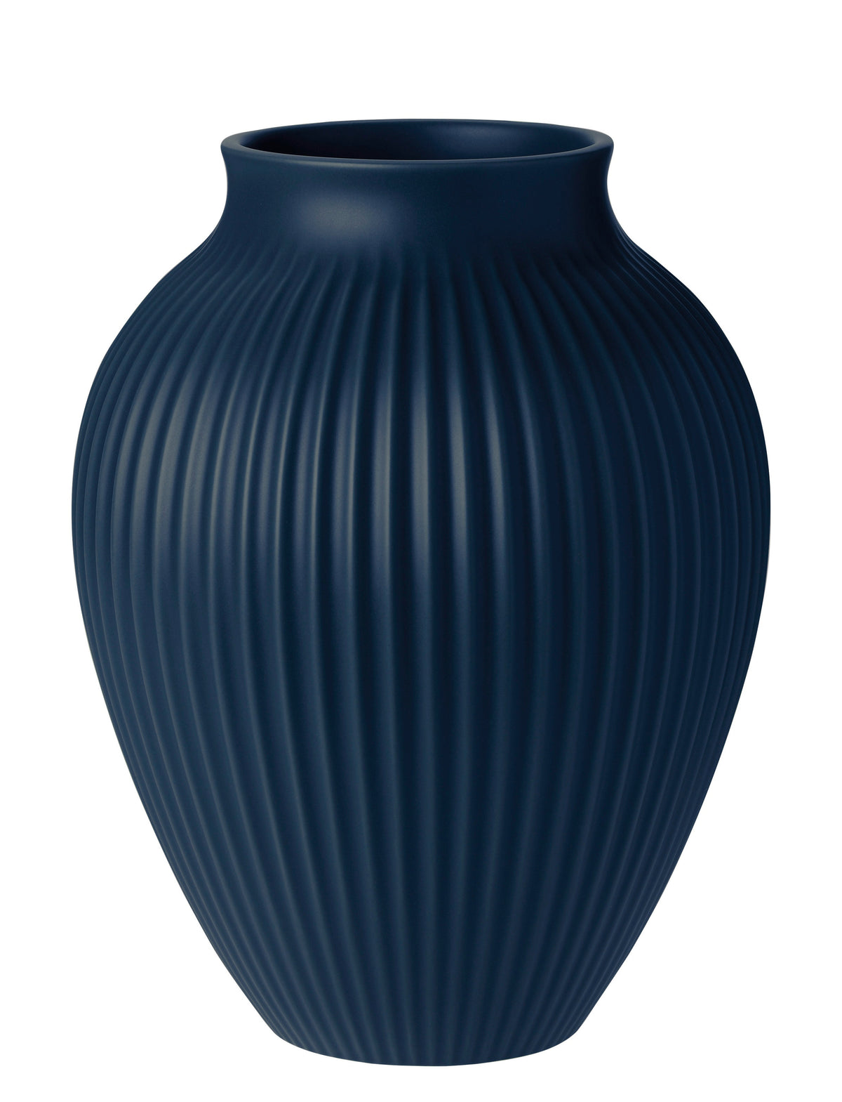 Knabstrup Keramik Vase H 27 cm ripple mat dark blue – Bild 1