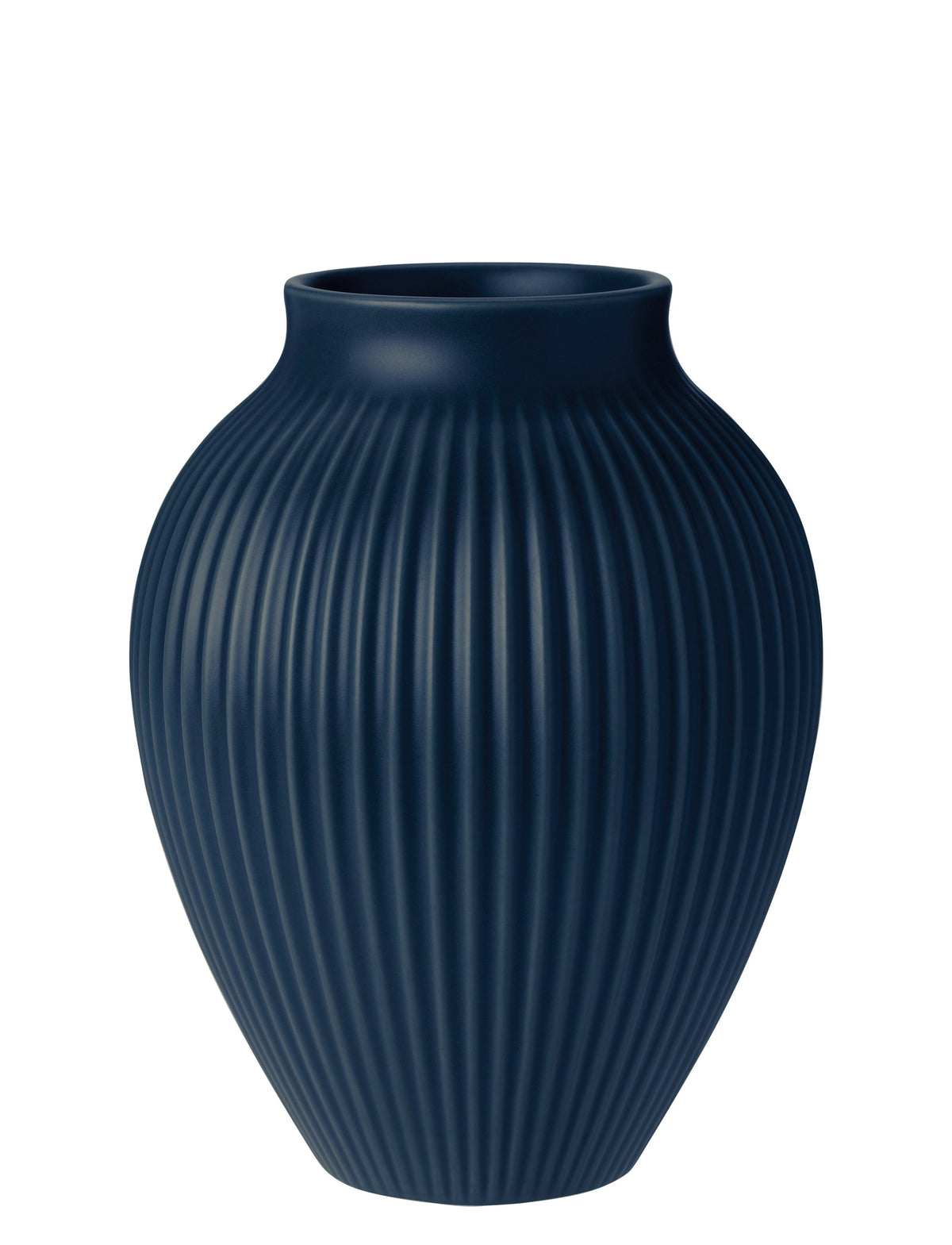 Knabstrup Keramik Vase H 20 cm ripple mat dark blue – Bild 1