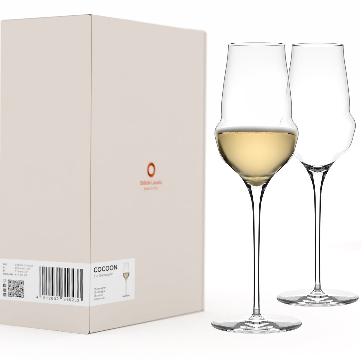 Stölzle Lausitz CoCoon Champagnerkelch – gefülltes 2er-Set
