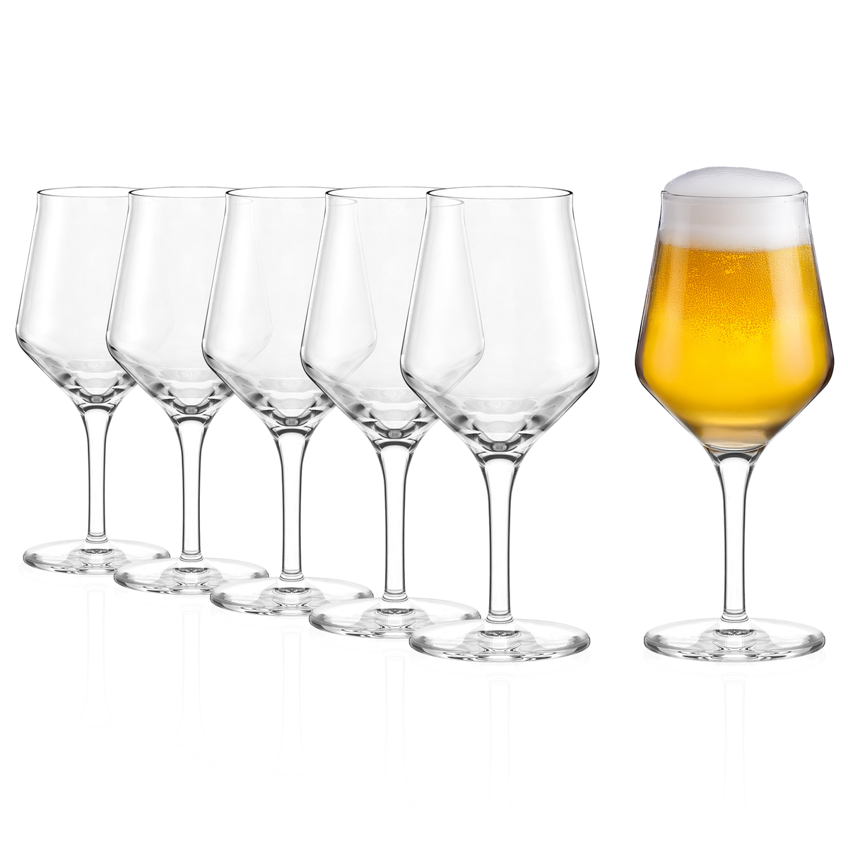 Stölzle Lausitz Craft-Beer-Gläser – fünf leer, eines gefüllt