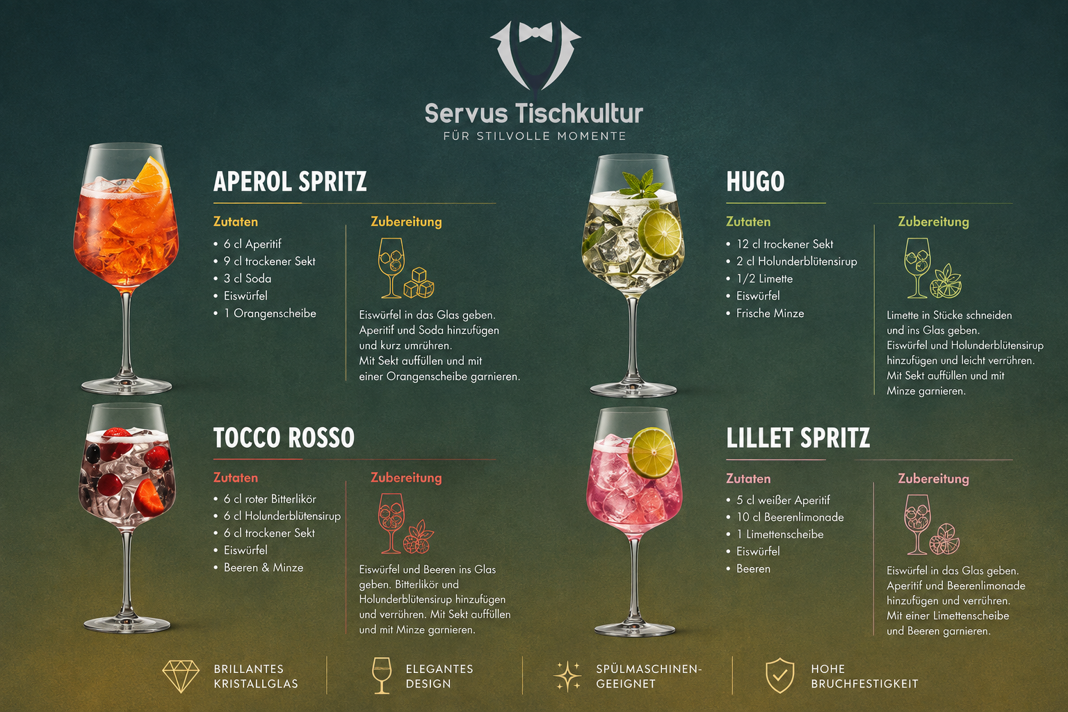 Stölzle Lausitz Quatrophil Aperitifgläser 6er Set – Ideal für Aperol Spritz, Hugo & Lillet