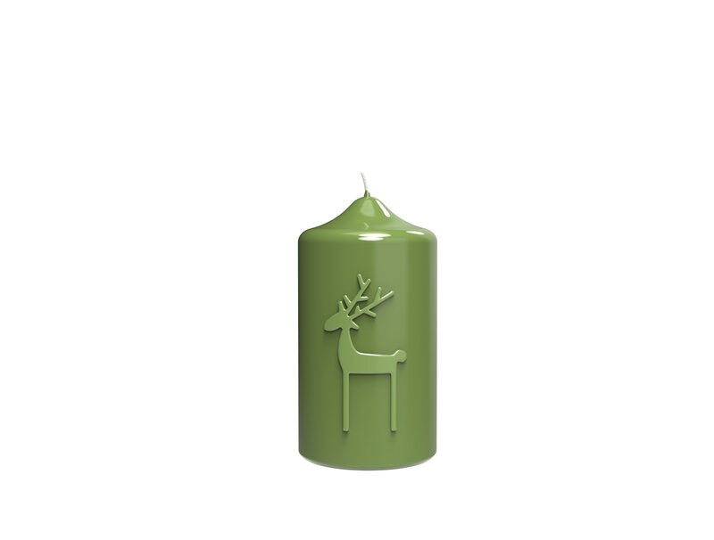 Engels HOCHGLANZ Stumpenkerze mit Hirsch Ø 8 cm H 15 cm – Fichte