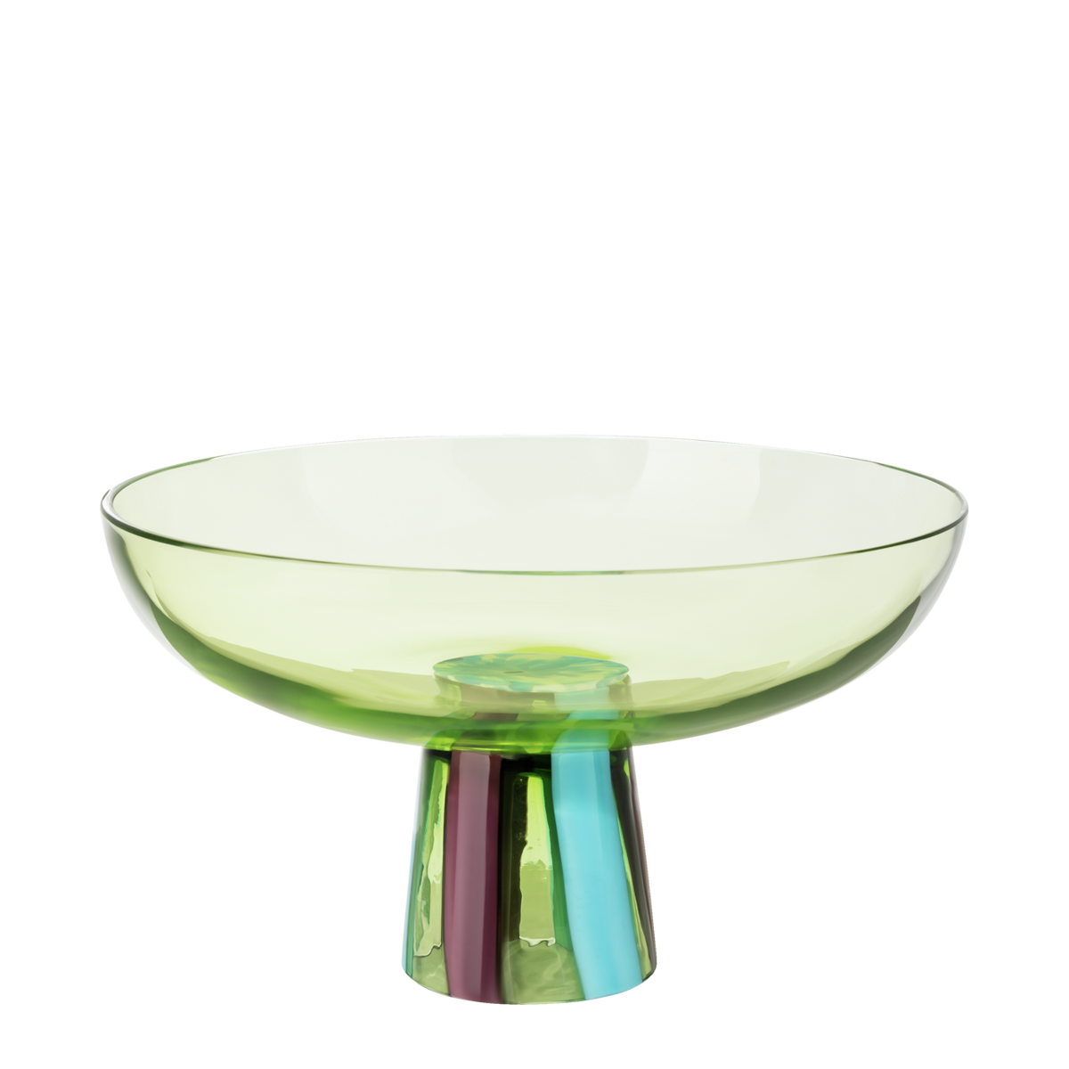 Rosenthal Glass Object Limited Schale 30 cm auf Fuß Stripes Grass – Freisteller