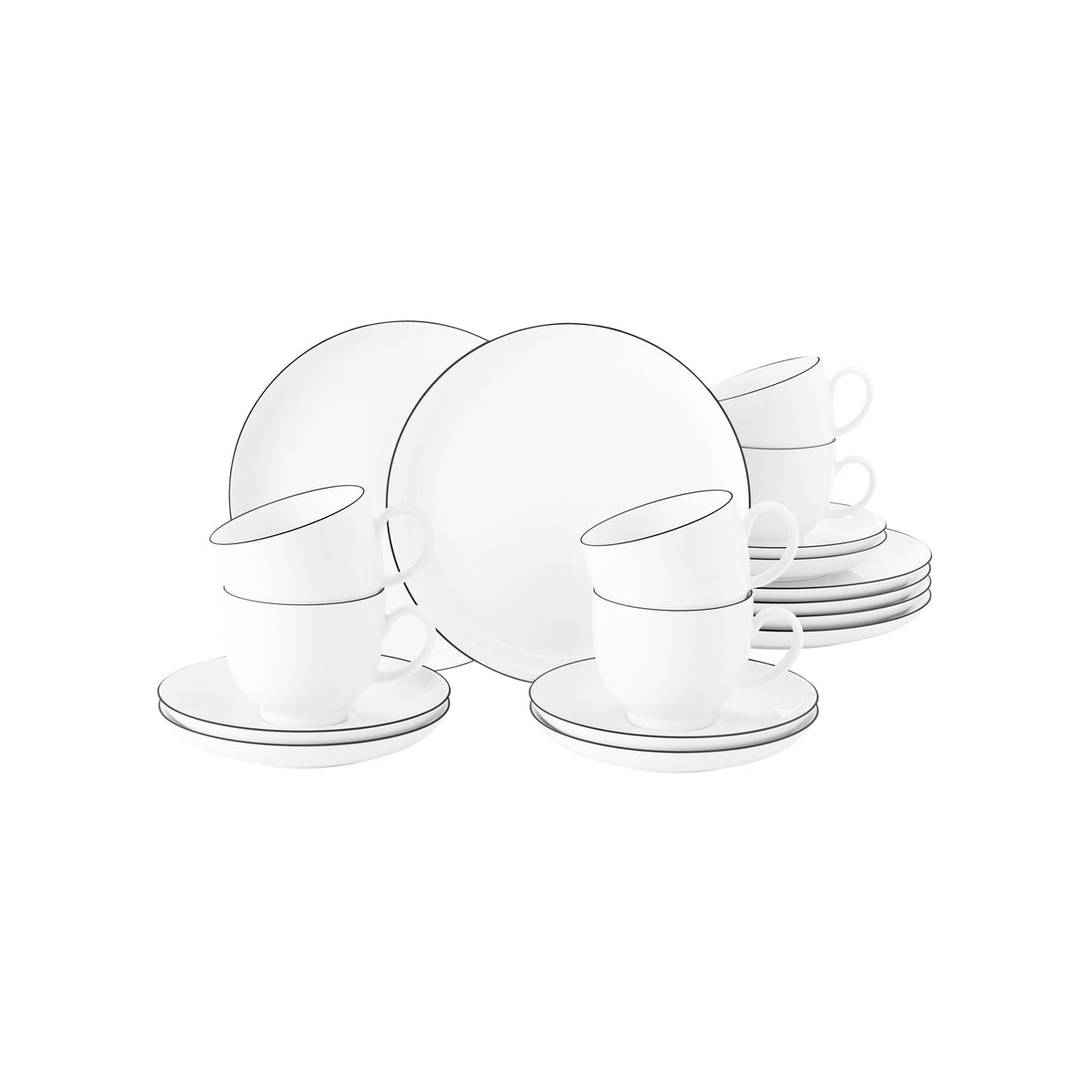 Seltmann Weiden Lido Black Line Kaffeeservice 18-teilig rund – Produktbild 1