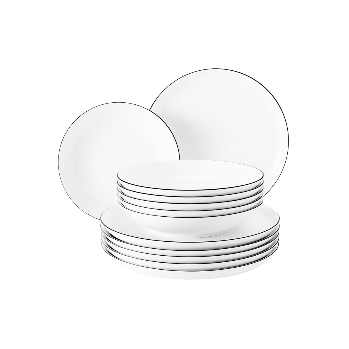 Seltmann Weiden Lido Black Line Tafelservice 12-teilig rund – Produktbild 1