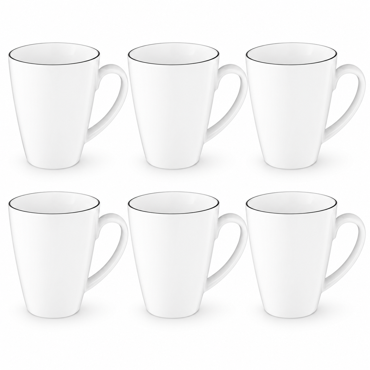 Seltmann Weiden Lido Black Line Becher mit Henkel Tambel 0,35 l – 6er-Set