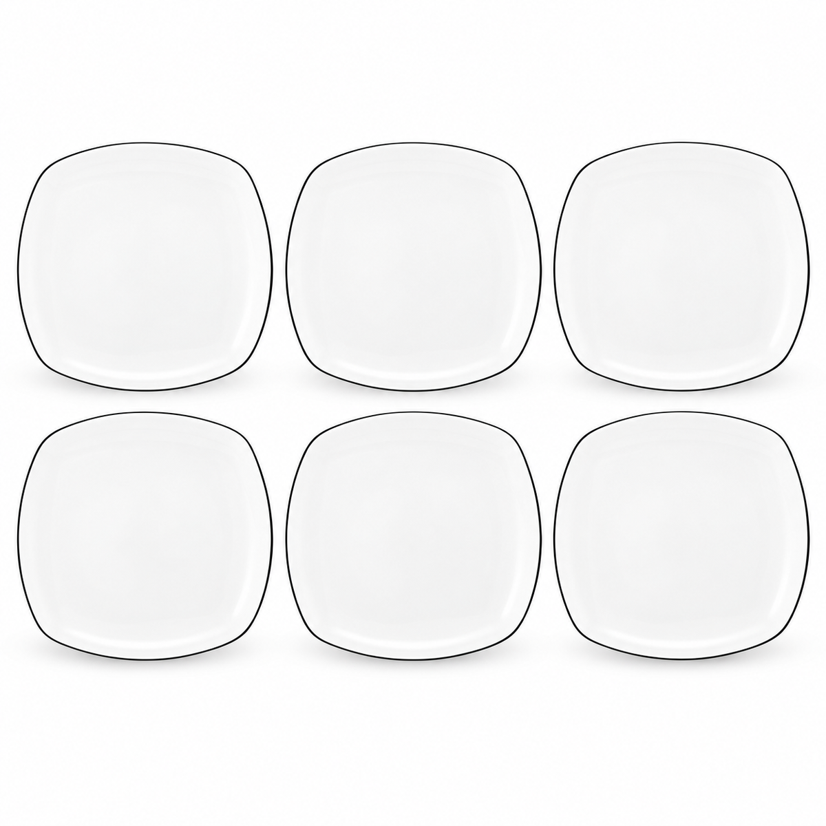 Seltmann Weiden Lido Black Line Frühstücksteller eckig 20 cm – 6er-Set