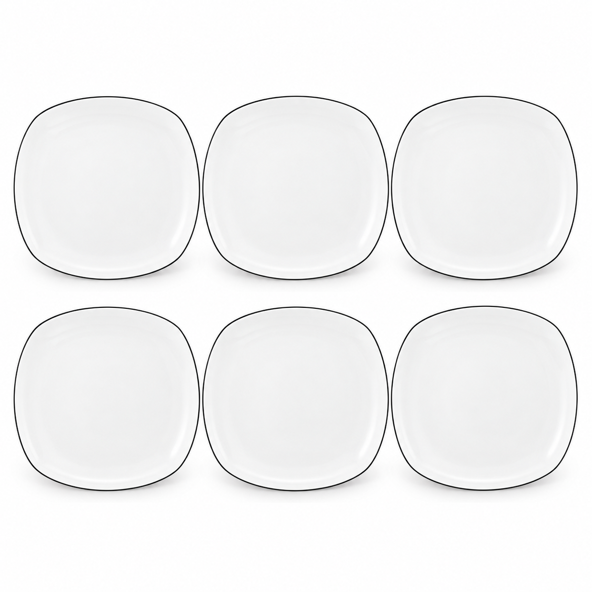 Seltmann Weiden Lido Black Line Speiseteller eckig 26 cm – 6er-Set