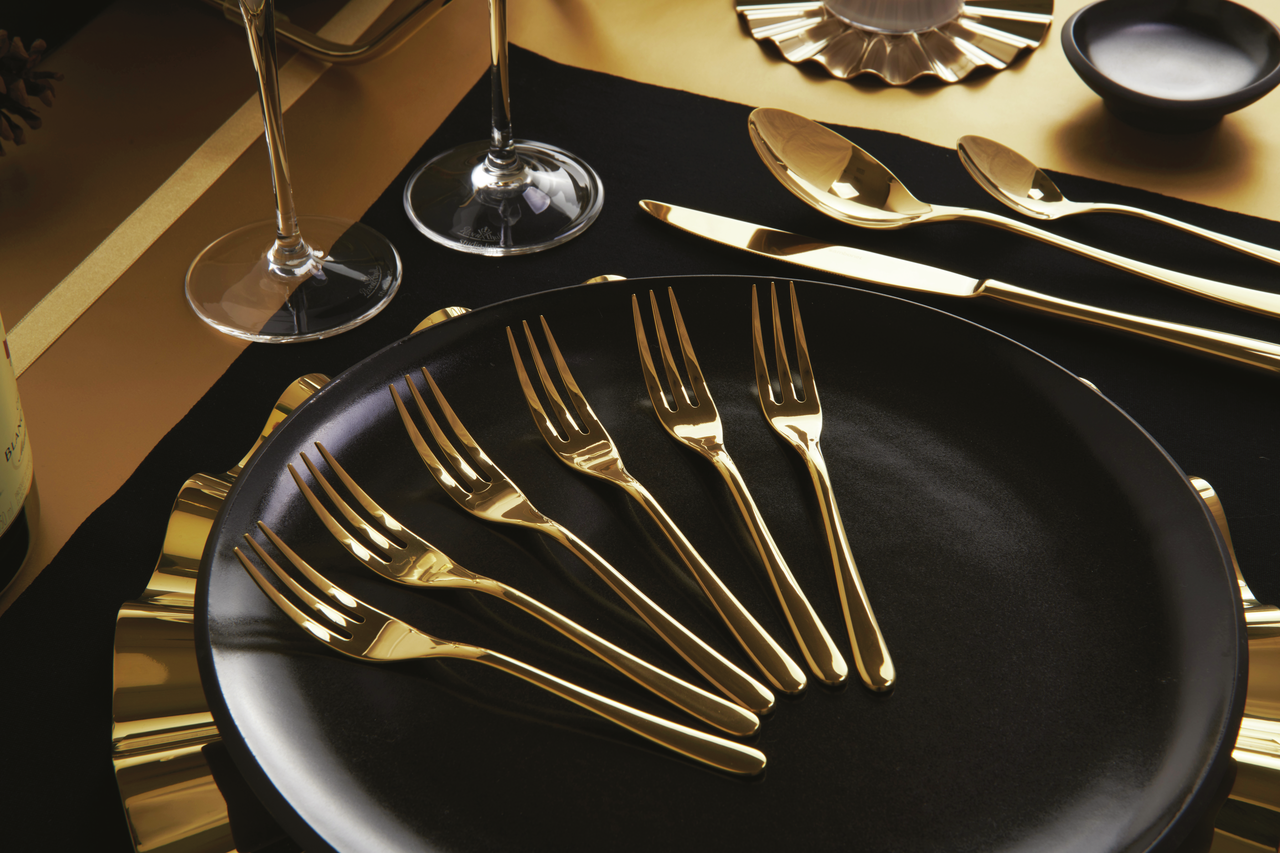 Sambonet Taste Kuchengabeln 6-teilig PVD Gold – Ansicht 2
