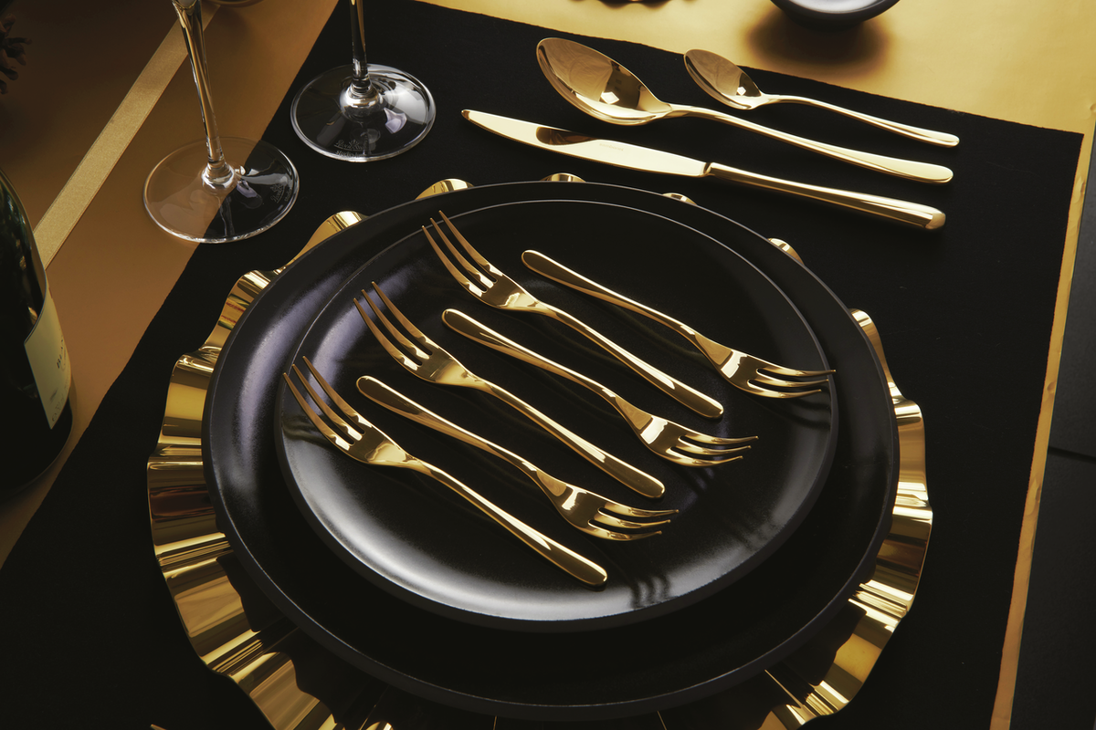 Sambonet Taste Kuchengabeln 6-teilig PVD Gold – Ansicht 4