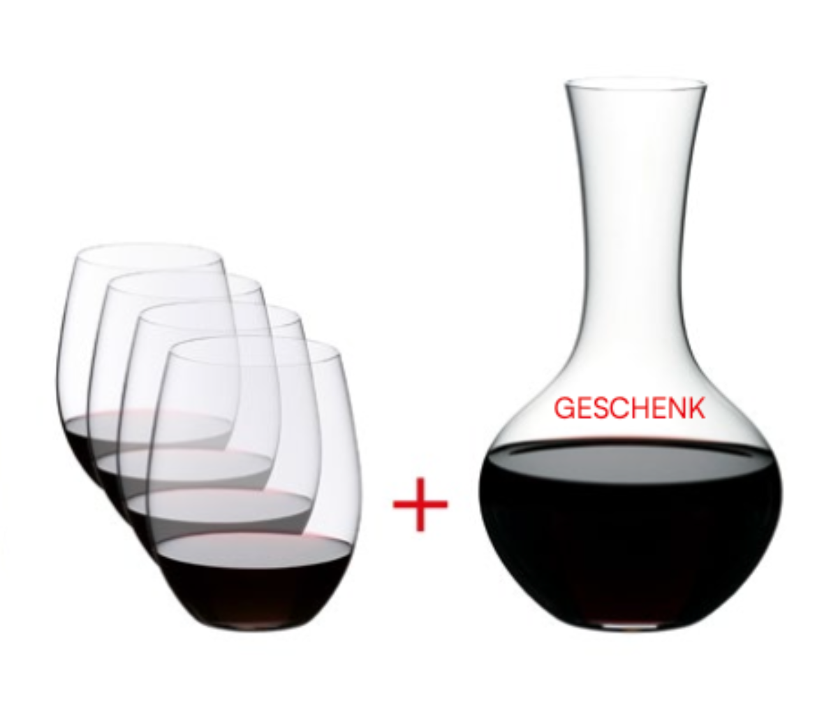 RIEDEL O Wine Tumbler Cabernet/Merlot & Syrah Geschenkset mit Dekanter