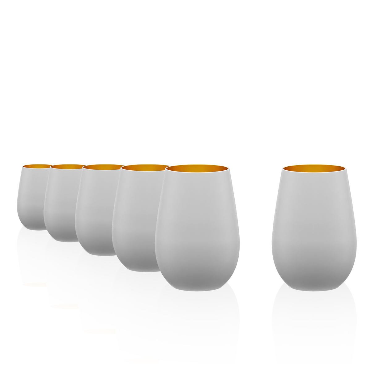 Stölzle Lausitz Elements Multifunktionsbecher Weiß-Gold 6er-Set – Ansicht 1
