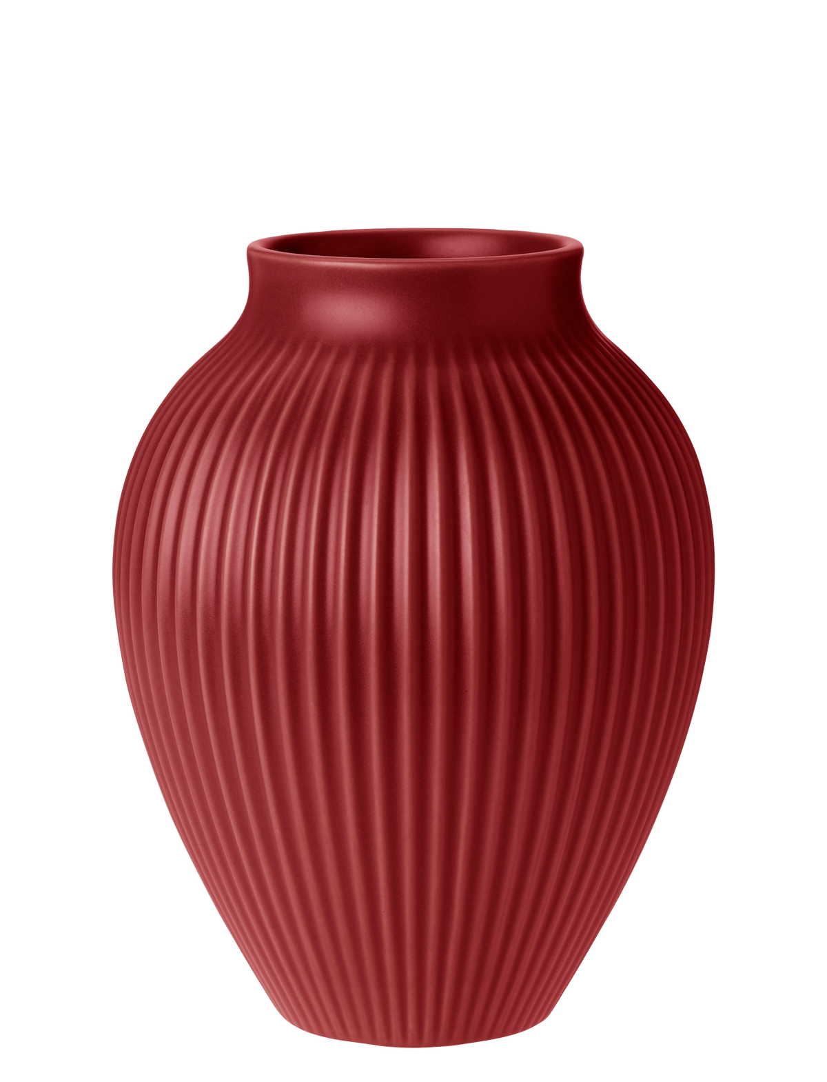 Knabstrup Keramik Vase H 20 cm ripple soft cherry red – Bild 1