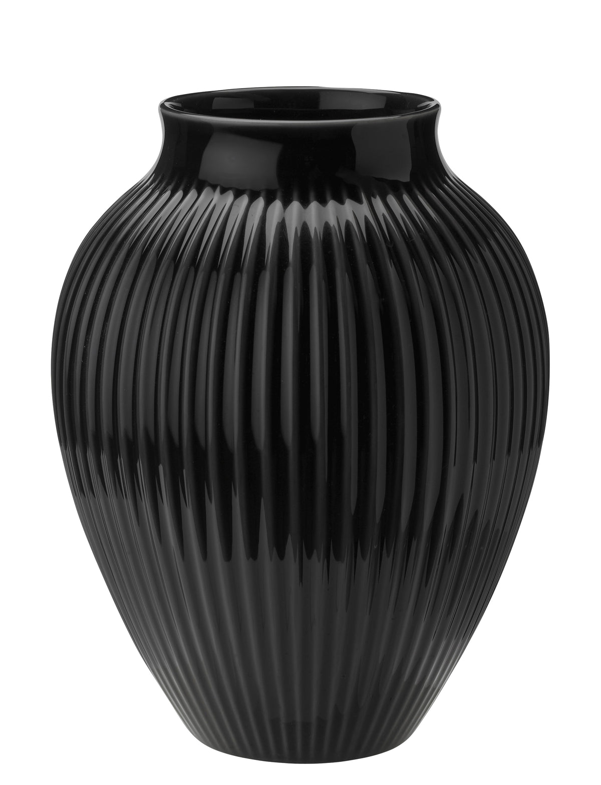 Knabstrup Keramik Vase H 27 cm ripple black – Bild 1