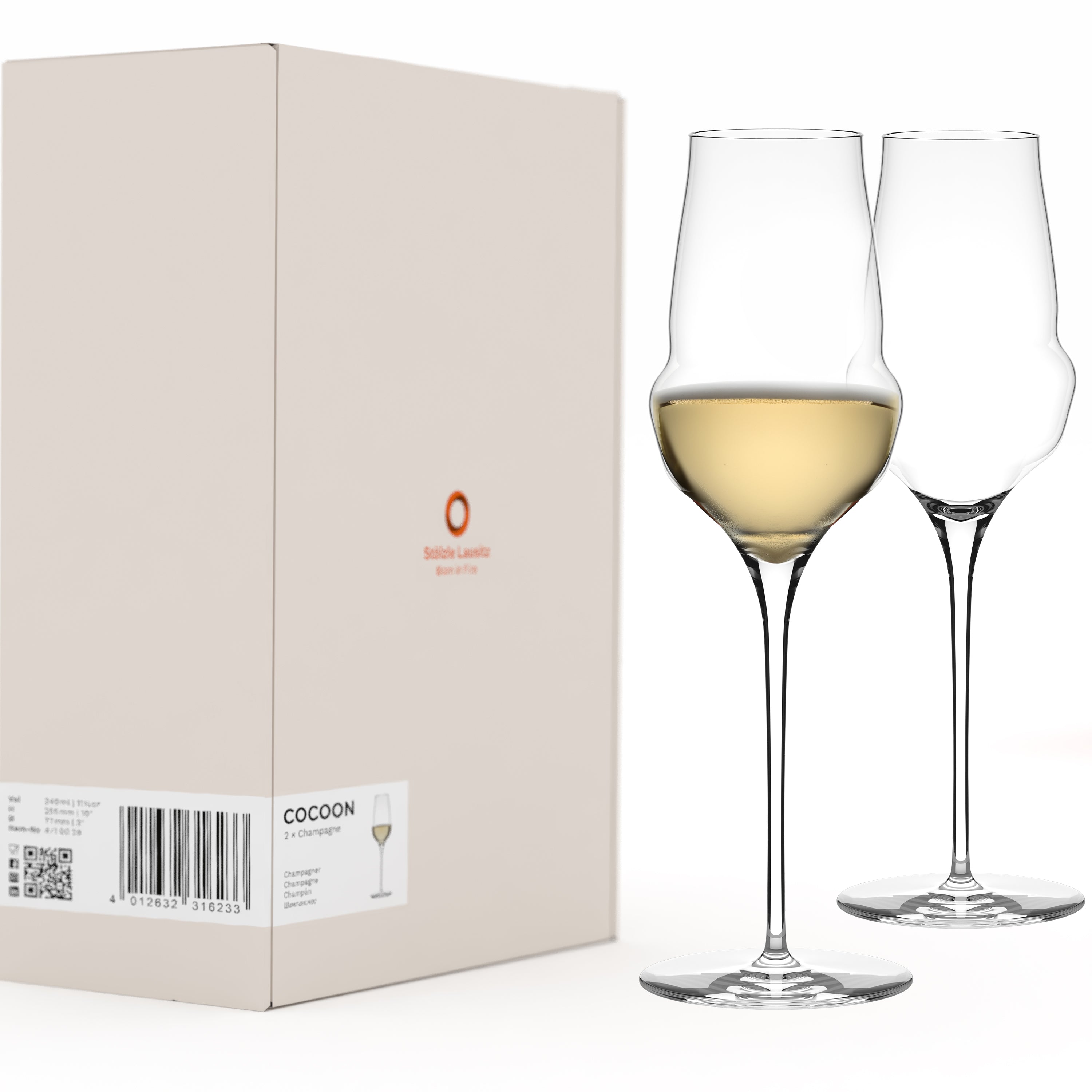 Stölzle Lausitz CoCoon Champagnerkelch – gefülltes 2er-Set