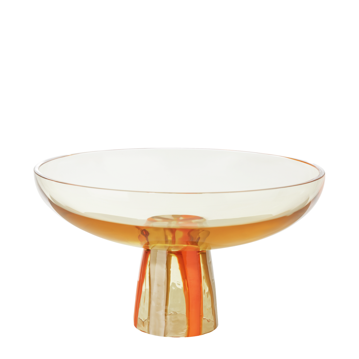 Rosenthal Glass Object Limited Schale 30 cm auf Fuß Stripes Orange – Freisteller
